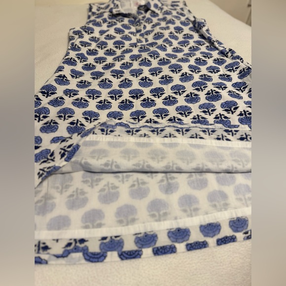 Pink Pineapple Sconset Block Print Dress Sleeveless (Blue) size M - Picture 4 of 11